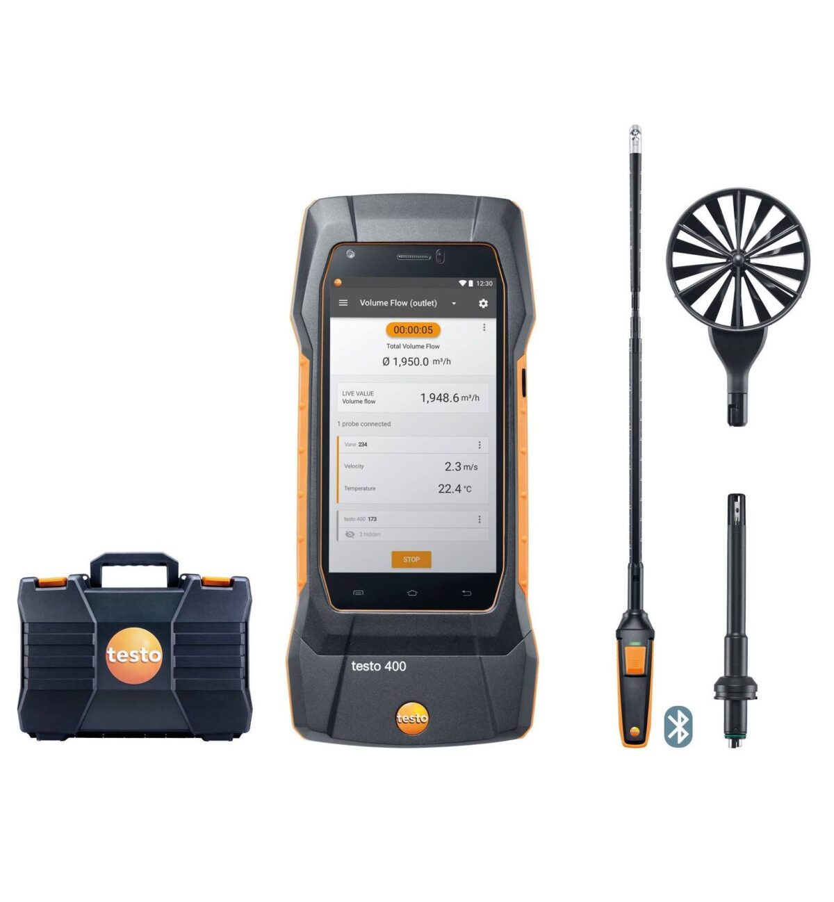 testo 400 air flow kit with hot wire probe - Part No. 0563 0400 71 ...
